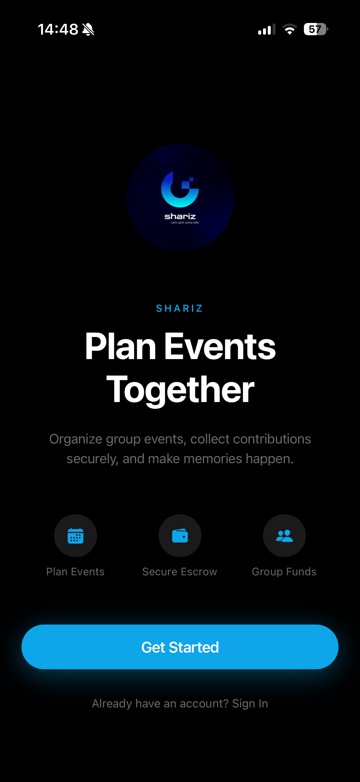 Shariz App Onboarding