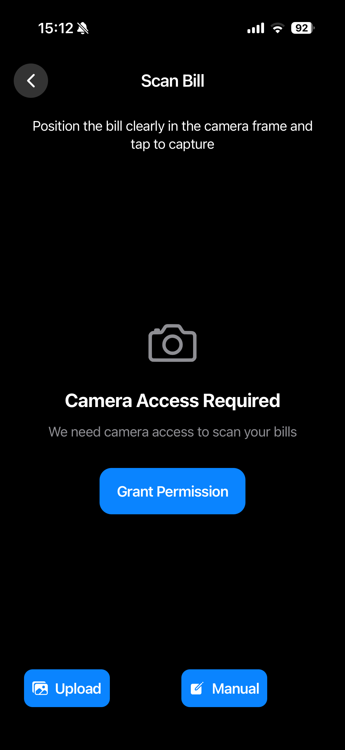 Open scanner with camera or upload